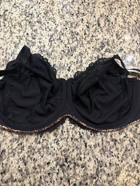 Lilyette 38G Lace Bra Black Leopard Print Full Coverage Underwire - Picture 3 of 5